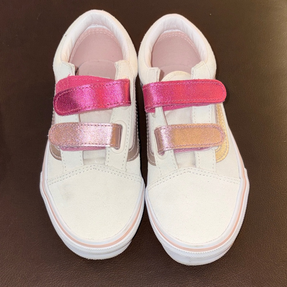 Kids Pink and White Velcro Sneakers